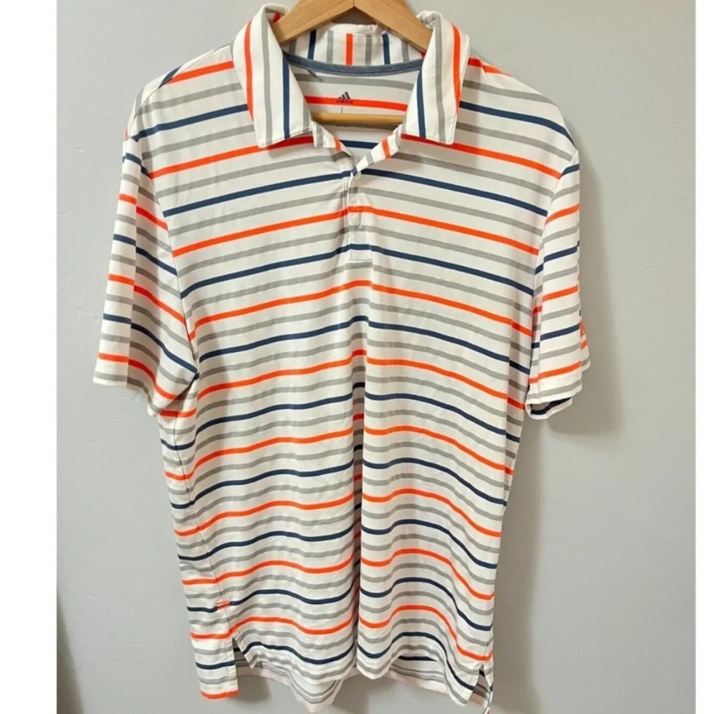 Adidas Predator ridge Poly Golf POLO SHIRT Large L  Men's Striped Polo